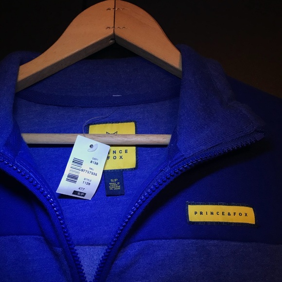 NWT Small Blue Prince & Fox Quarter-Zip Pullover - Picture 5 of 8